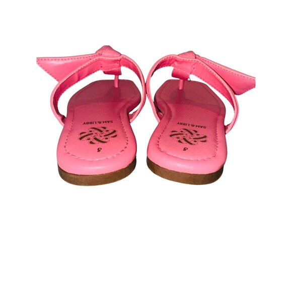 Sam & Libby Pink Square Toe Bow Sandals Size 8 Barbiecore Feminine Travel Preppy - Picture 7 of 10